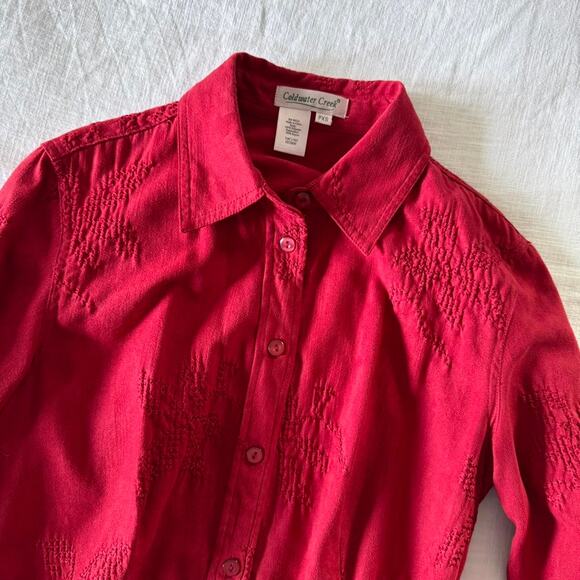 Coldwater Creek Western Red Button Down  - PXS - Picture 4 of 8